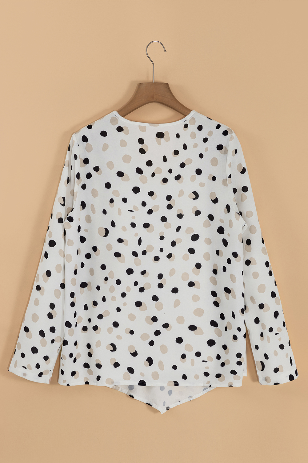Green Polka Dot Print Button Front V Neck Blouse - loveforevers