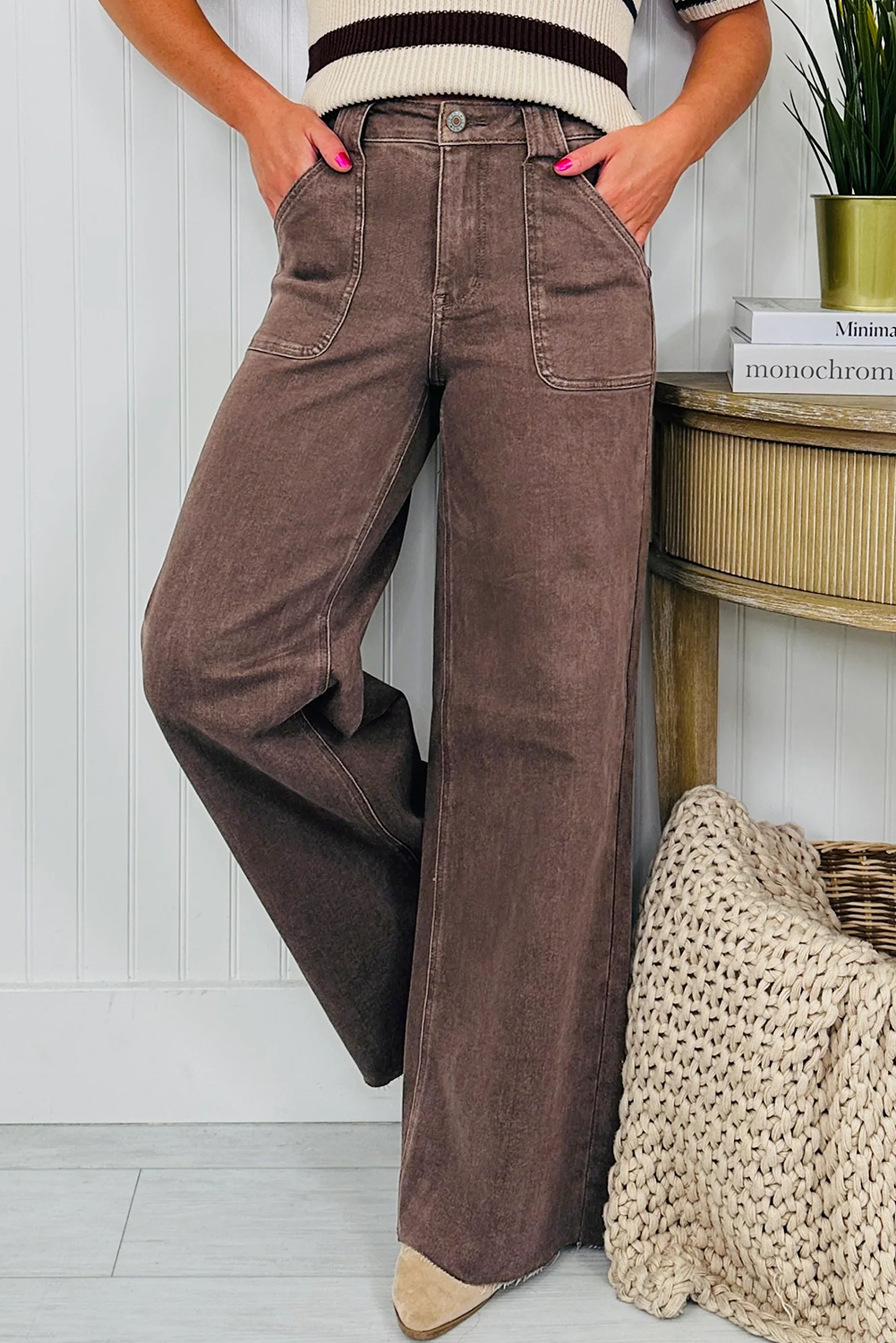 Dusk Blue Retro Washed Patch Pocket Loose Jeans - loveforevers