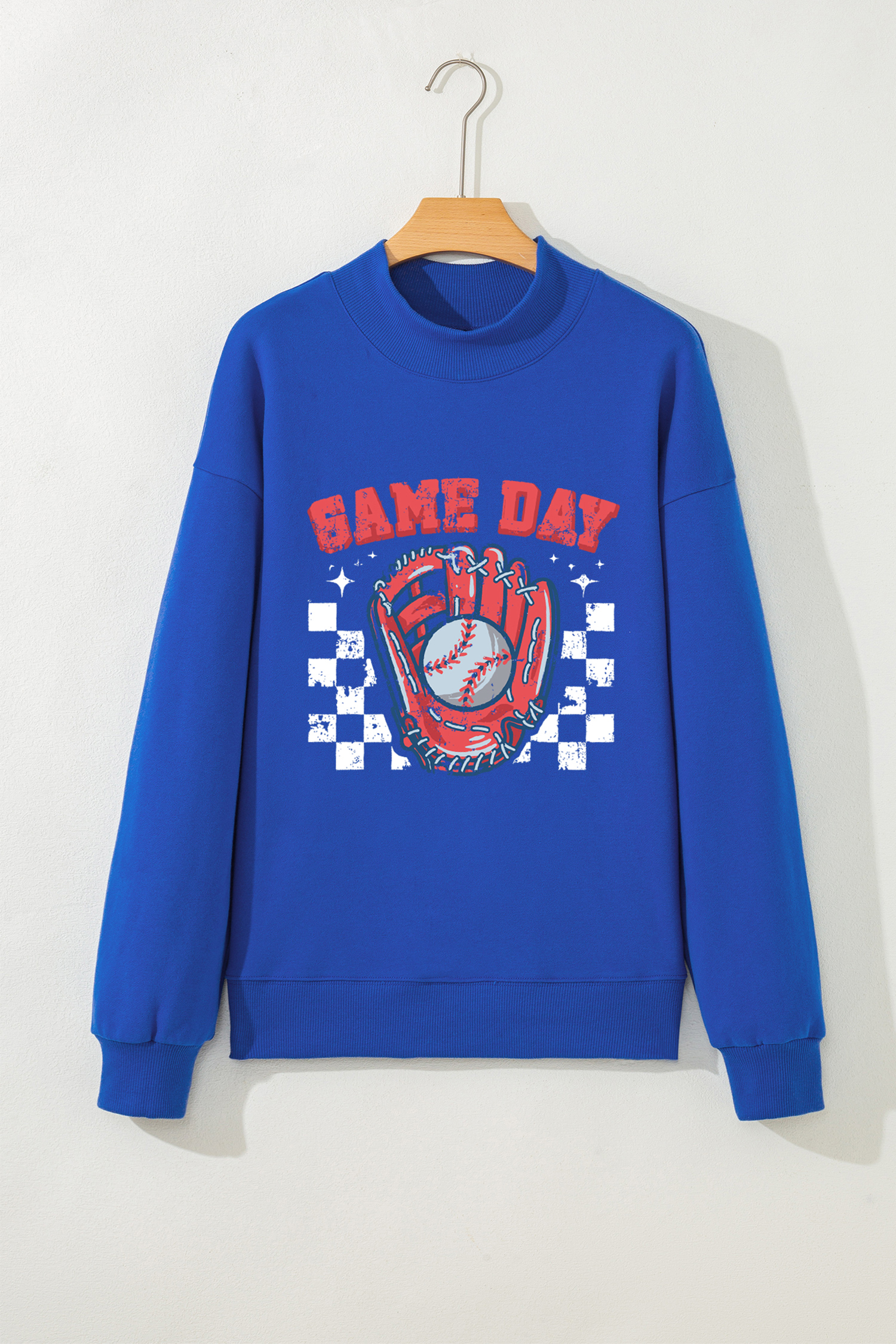 Dark Blue GAME DAY Baseball Catcher Mock Neck Sweatshirt - loveforevers