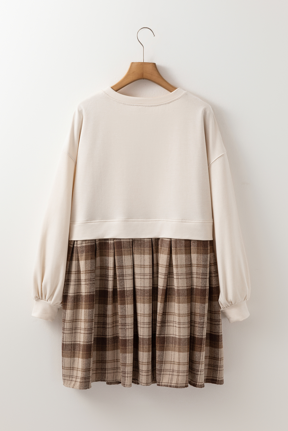 Pale Khaki Sweatshirt Poplin Mini Dress - loveforevers