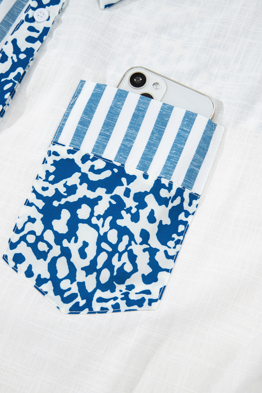 Sky Blue Leopard Striped Western Casual Shirt - loveforevers
