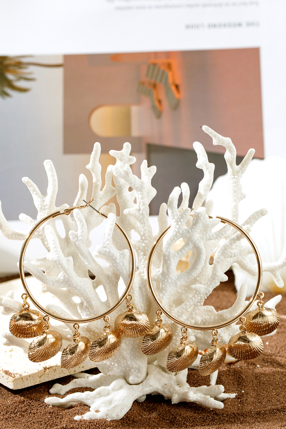 Gold Plated Alloy Bohemian Vacation Shell Hoop Earrings - loveforevers