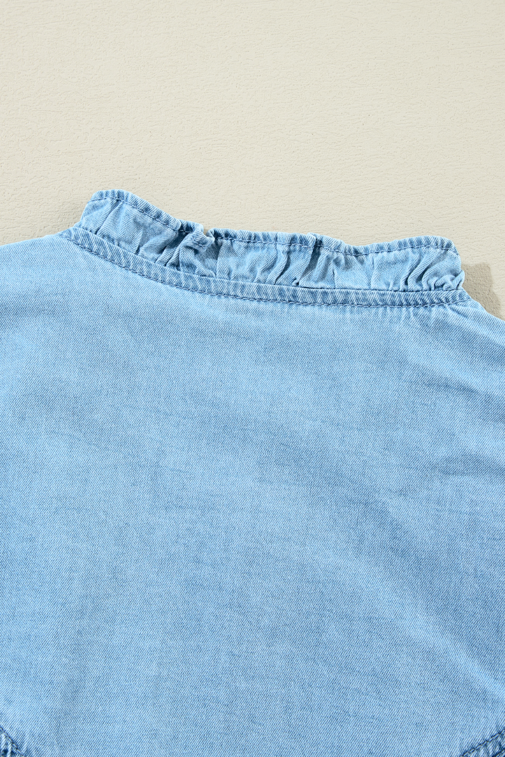 Myosotis Ruffled V Neck Buttoned Shift Denim Dress - loveforevers