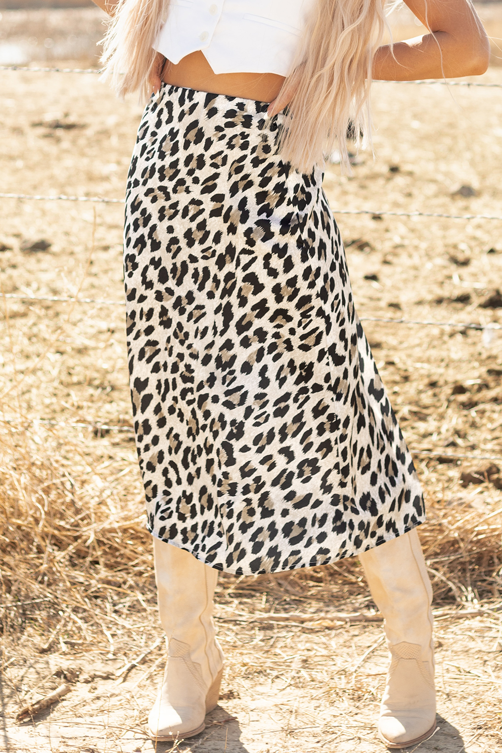Brown Leopard Print High Waist Midi Skirt - loveforevers