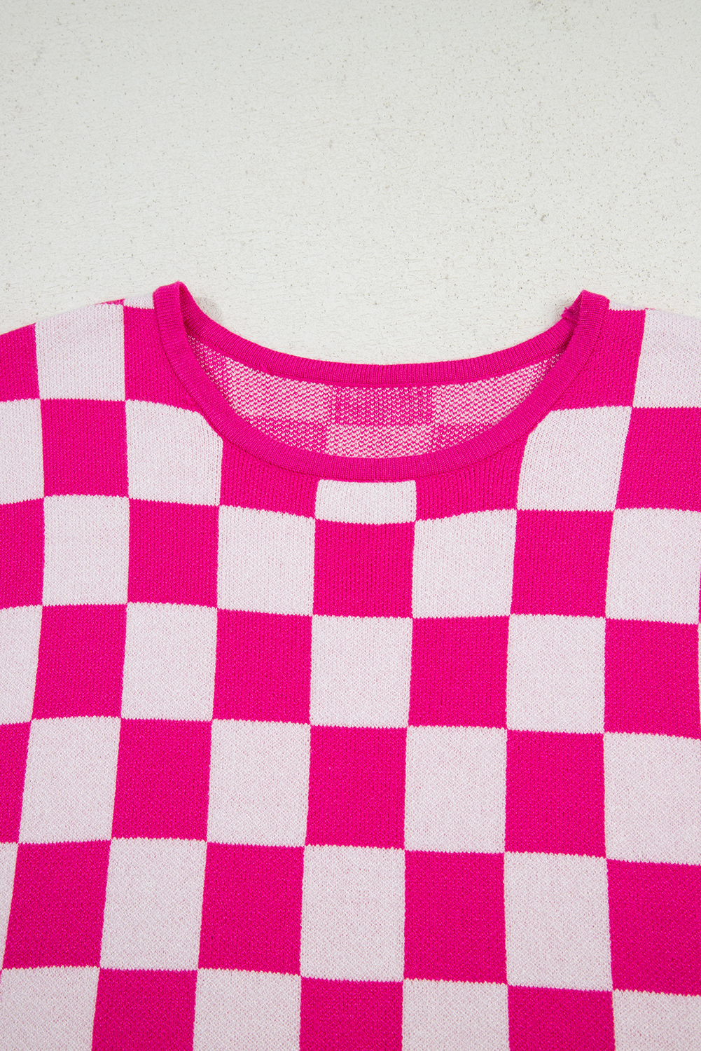 Rose Check Pattern Cap Sleeve Knitted Sweater - loveforevers