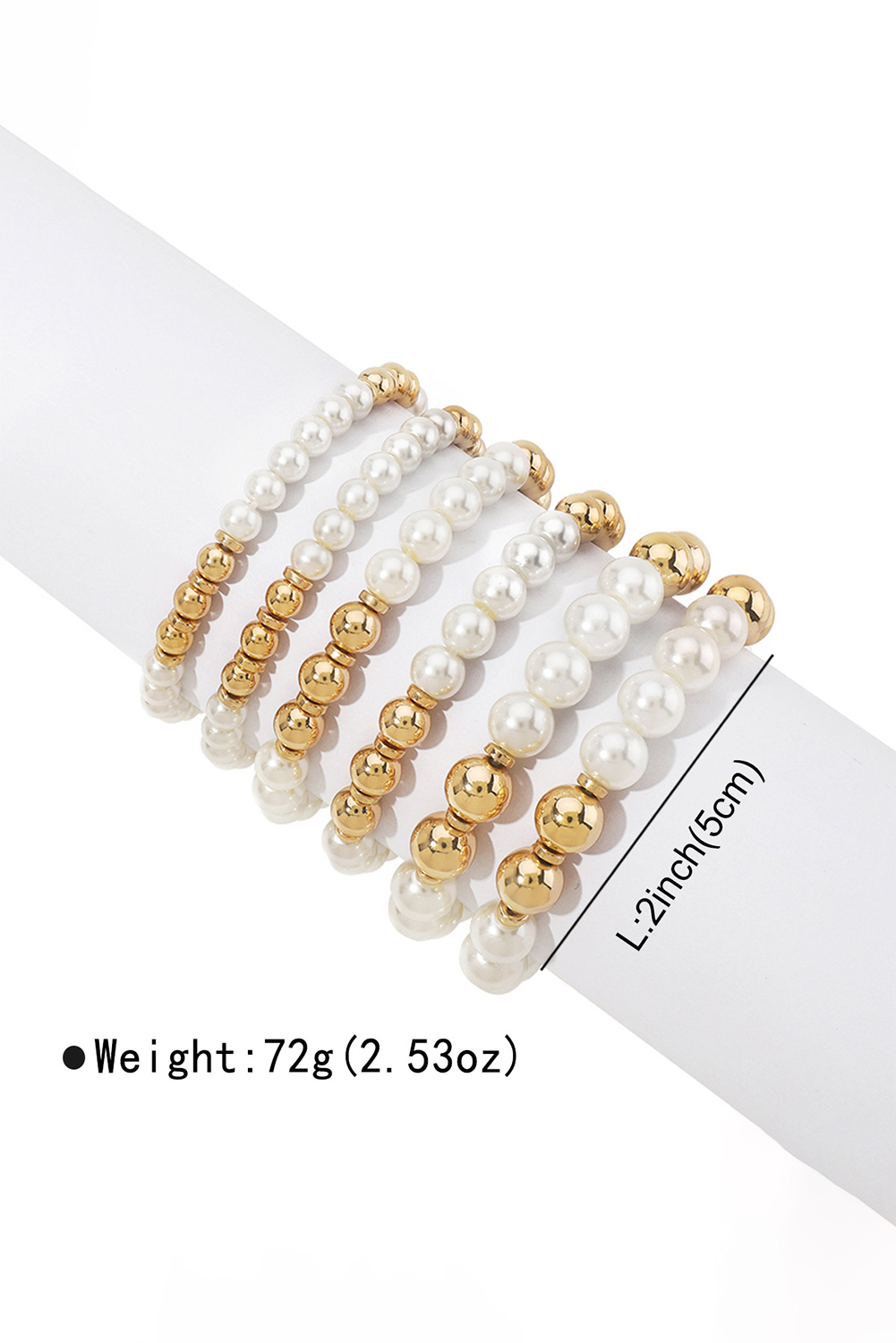 White 5pcs Pearl Plated Beaded Bracelet Set - loveforevers