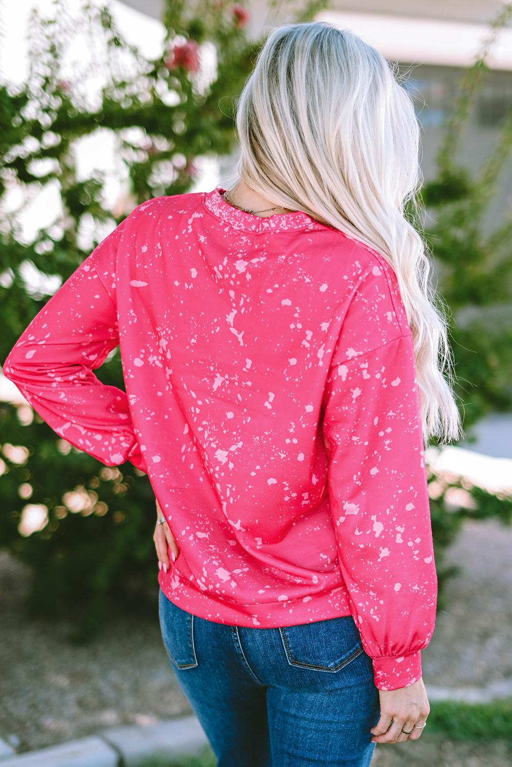 Rose Tie Dye Long Sleeve Pullover Sweatshirt - loveforevers