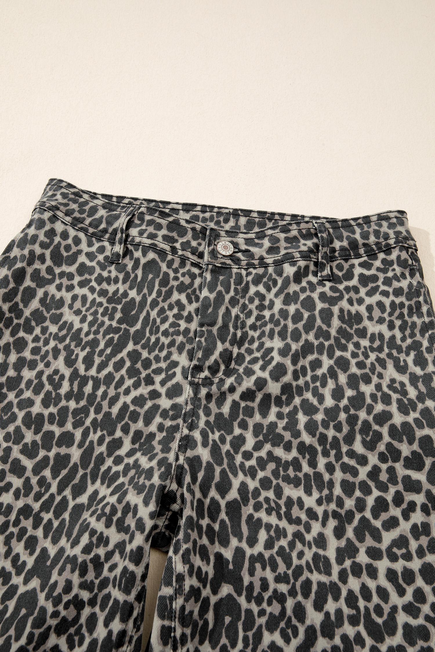Black Leopard Print Wide Leg High Waist Jeans - loveforevers