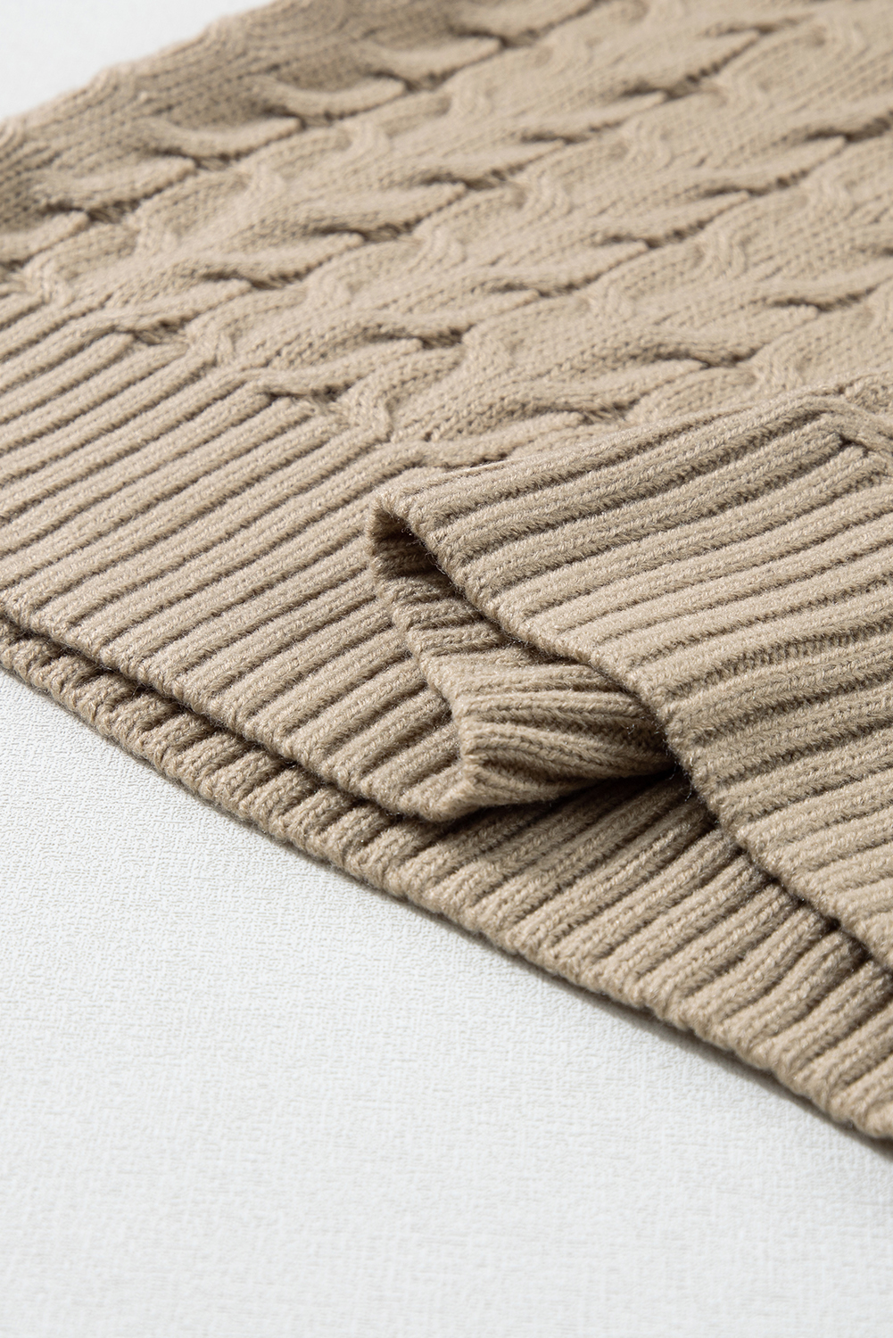 Medium Grey Cable Knit Turtleneck Batwing Sleeve Sweater - loveforevers