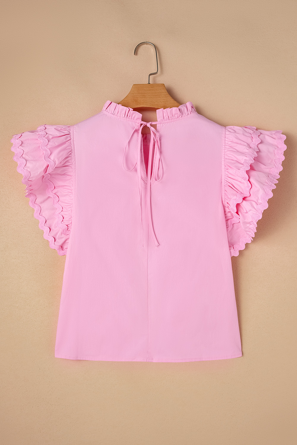 Bonbon Ricrac Ruffled Sleeve Frilled Collar Blouse - loveforevers
