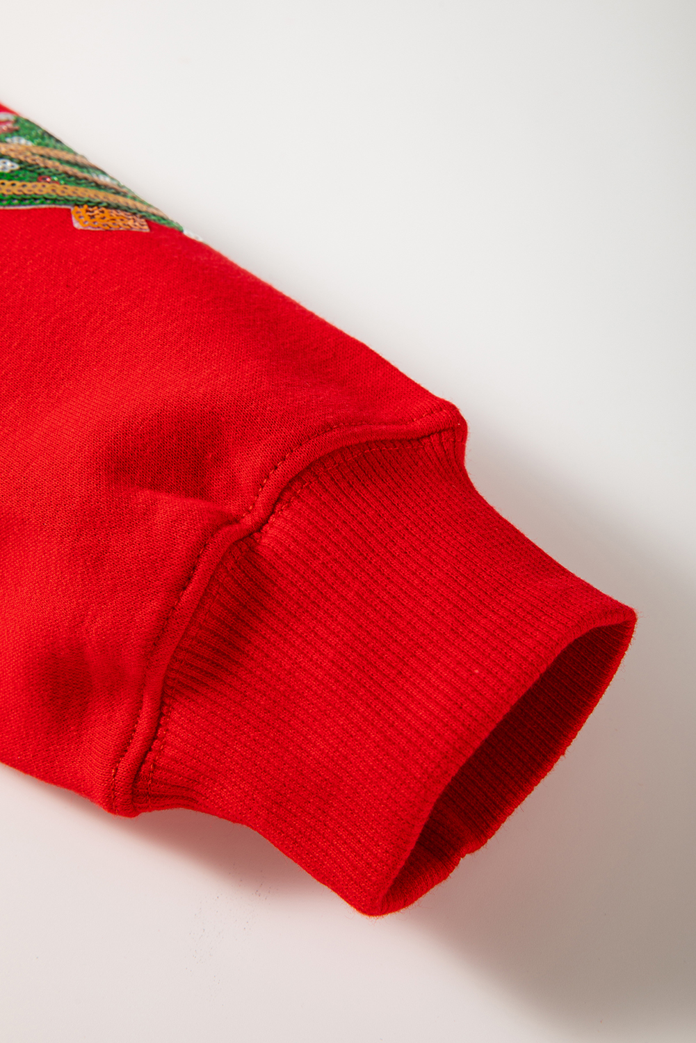 Red Sequin Christmas Tree Graphic Drop Shoulder Sweatshirt - loveforevers