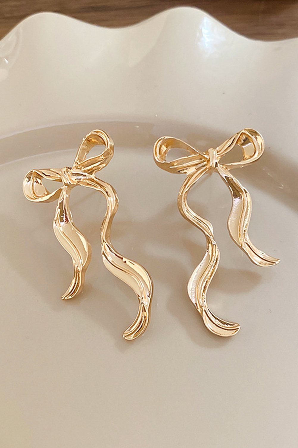 Gold Bow Knot Shape Plated Alloy Stud Earrings - loveforevers
