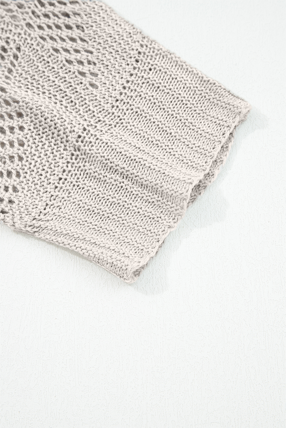 Navy Blue Hollow Out Knit 7/8 Sleeve Casual Sweater - loveforevers