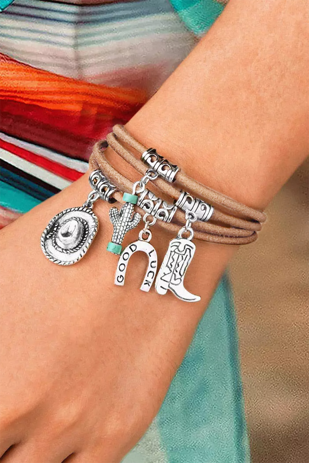 Silver Good Luck Cactus Multi-Layered Bracelet - loveforevers
