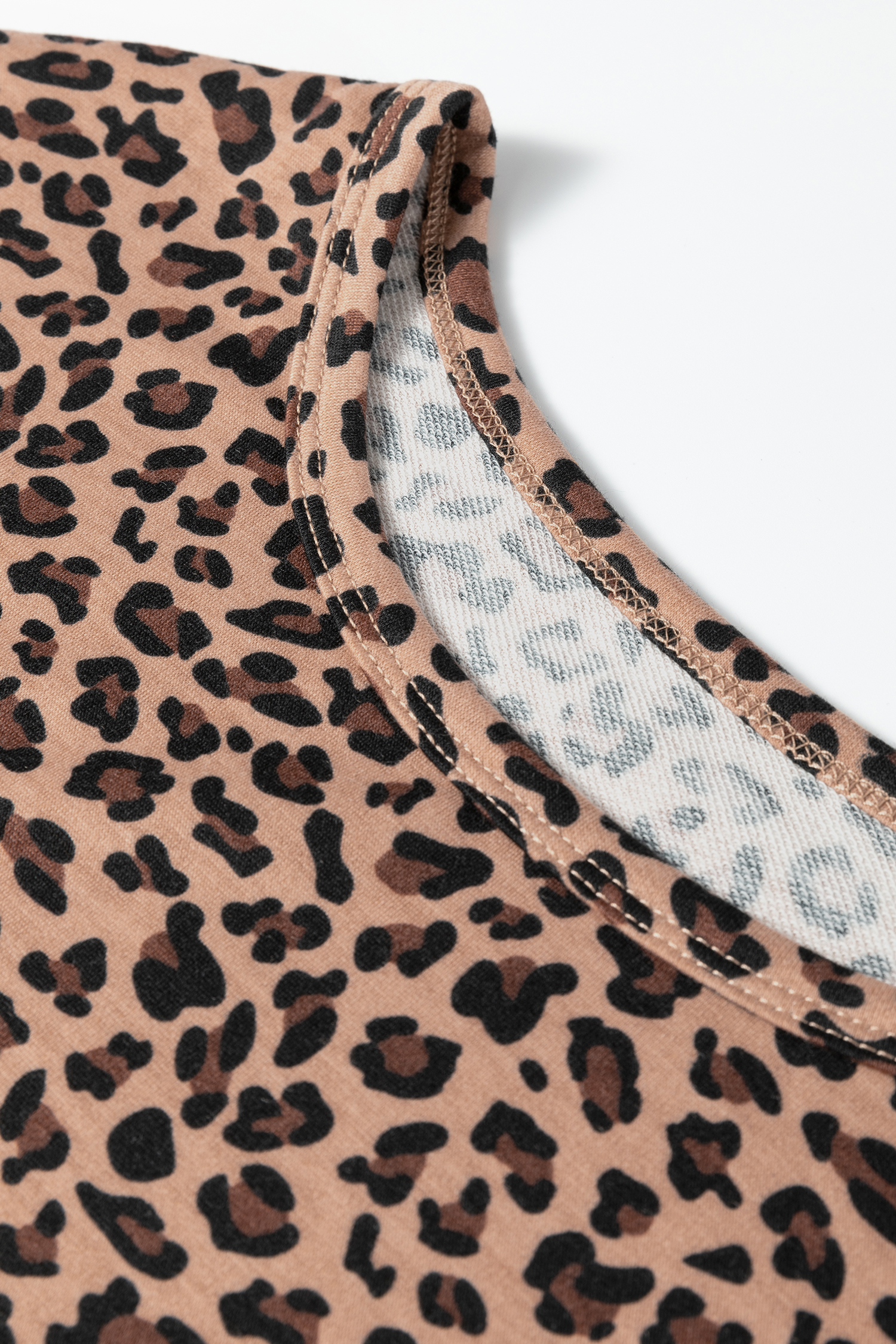 Brown Leopard Loose Tee Drawstring Waist Barrel Pants Set - loveforevers