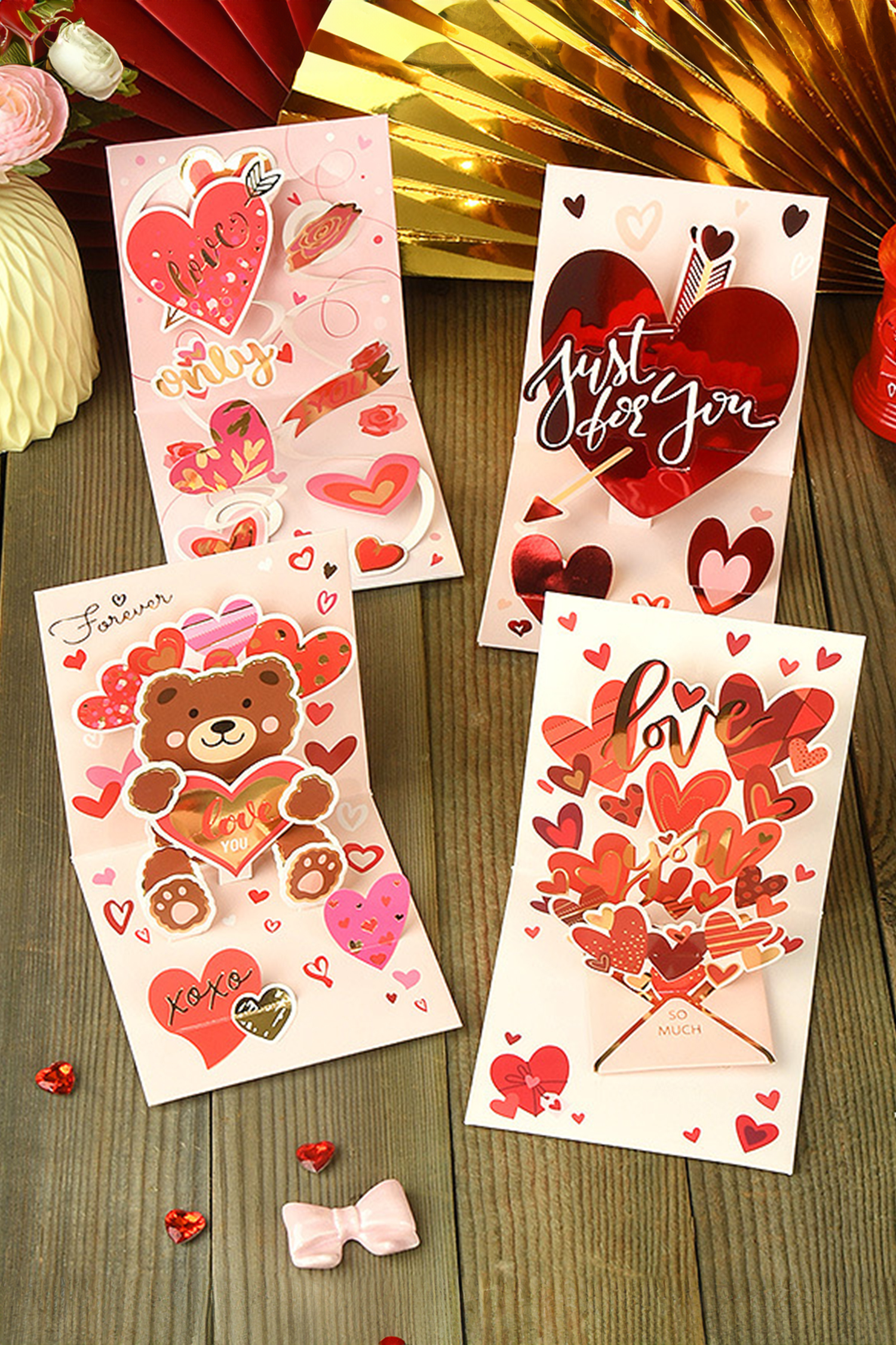 Fiery Red Love You Valentines Day Pop Card - loveforevers