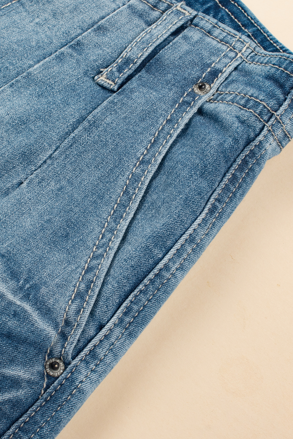 Dusk Blue Multi Buttons Medium Wash Straight Loose Leg Jeans - loveforevers