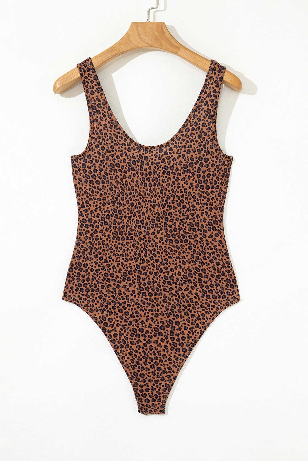 Brown Leopard Printed Sleeveless Scoop Neck Bodysuit - loveforevers