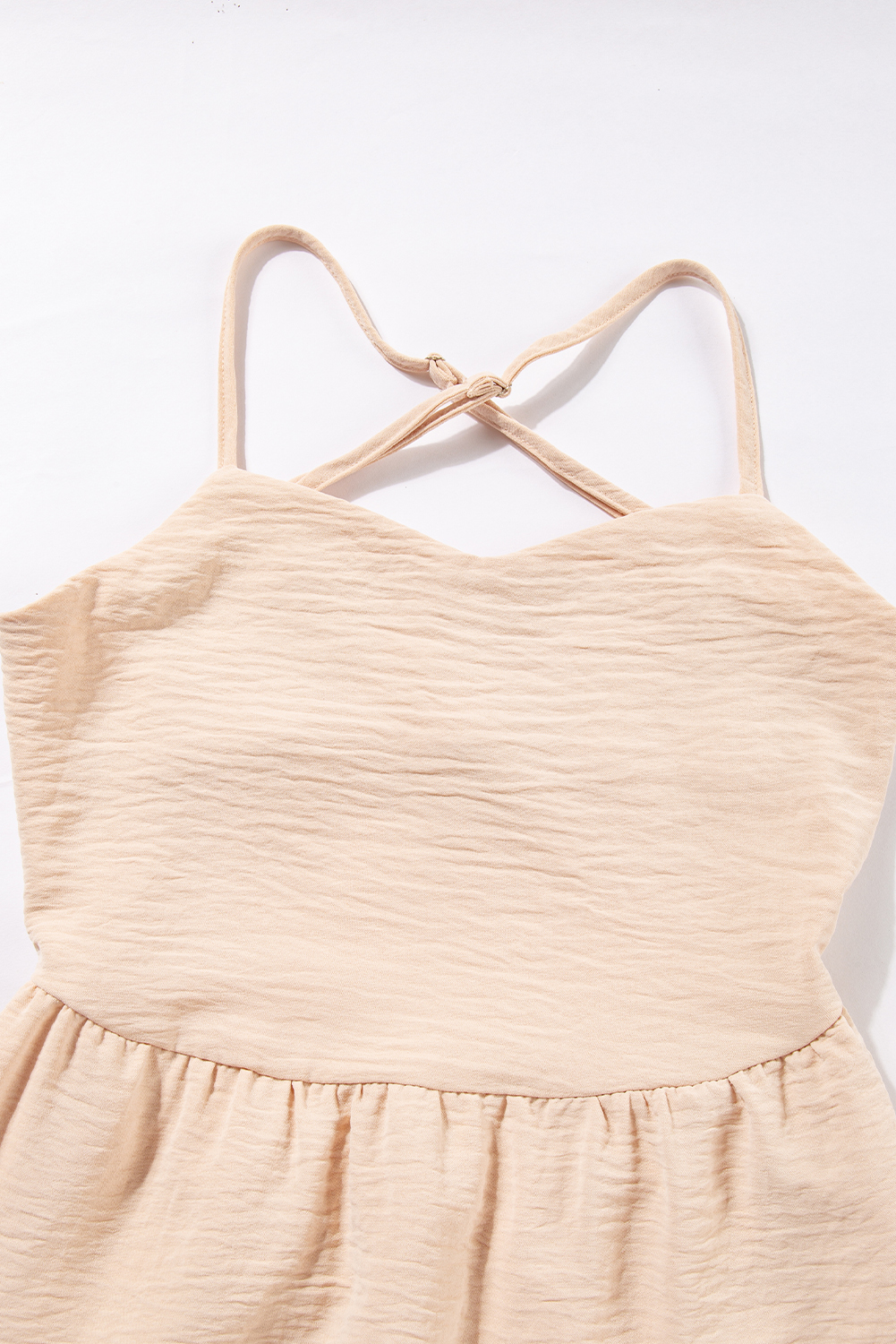 Oatmeal Crossover Backless Bodice Tiered Maxi Dress - loveforevers
