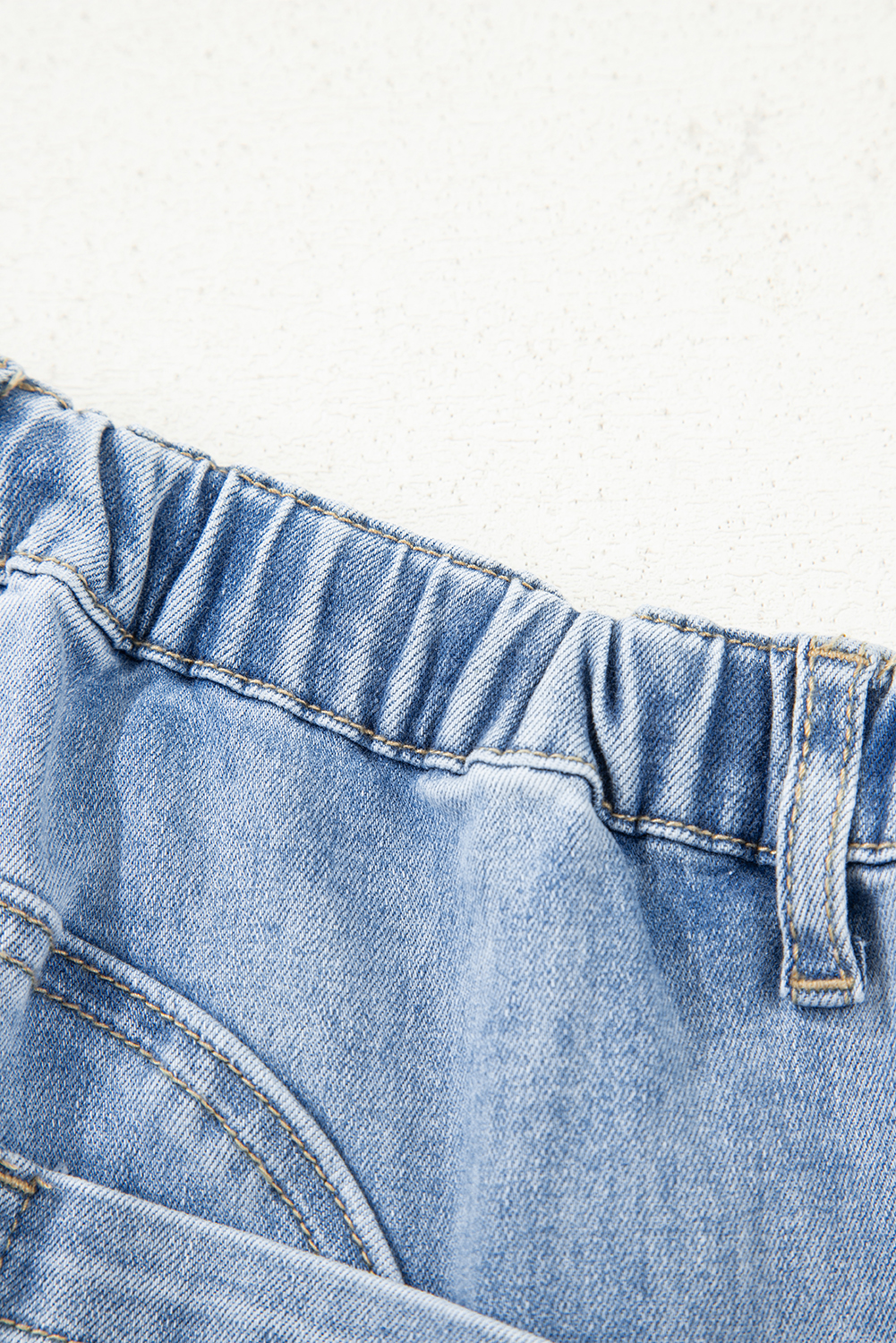 Beau Blue Drawstring Seam Detail Raw Hem Wide Leg Denim Pants - loveforevers