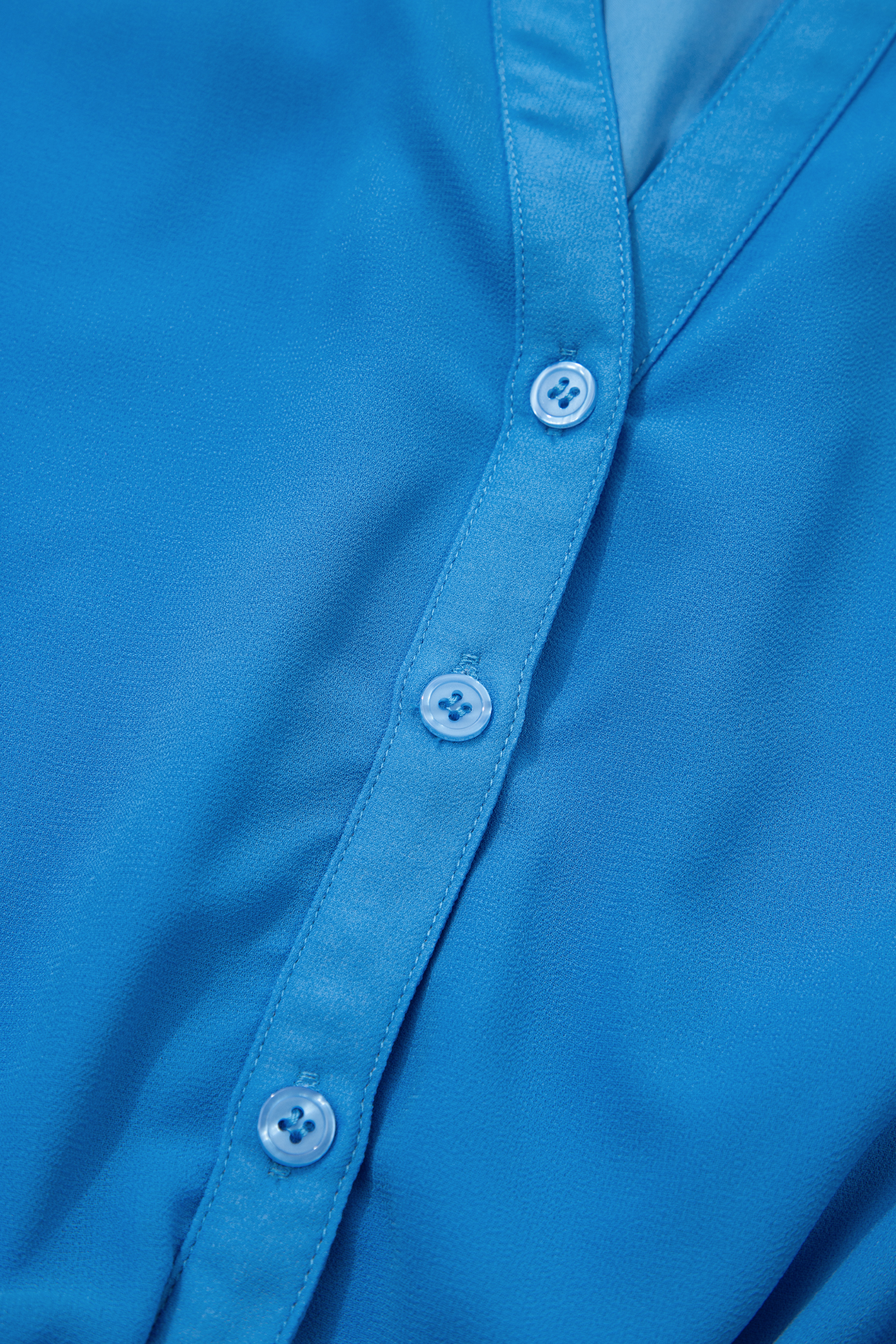 Blue Half Buttons Collared Elastic Waist Sleeveless Shirt Dress - loveforevers