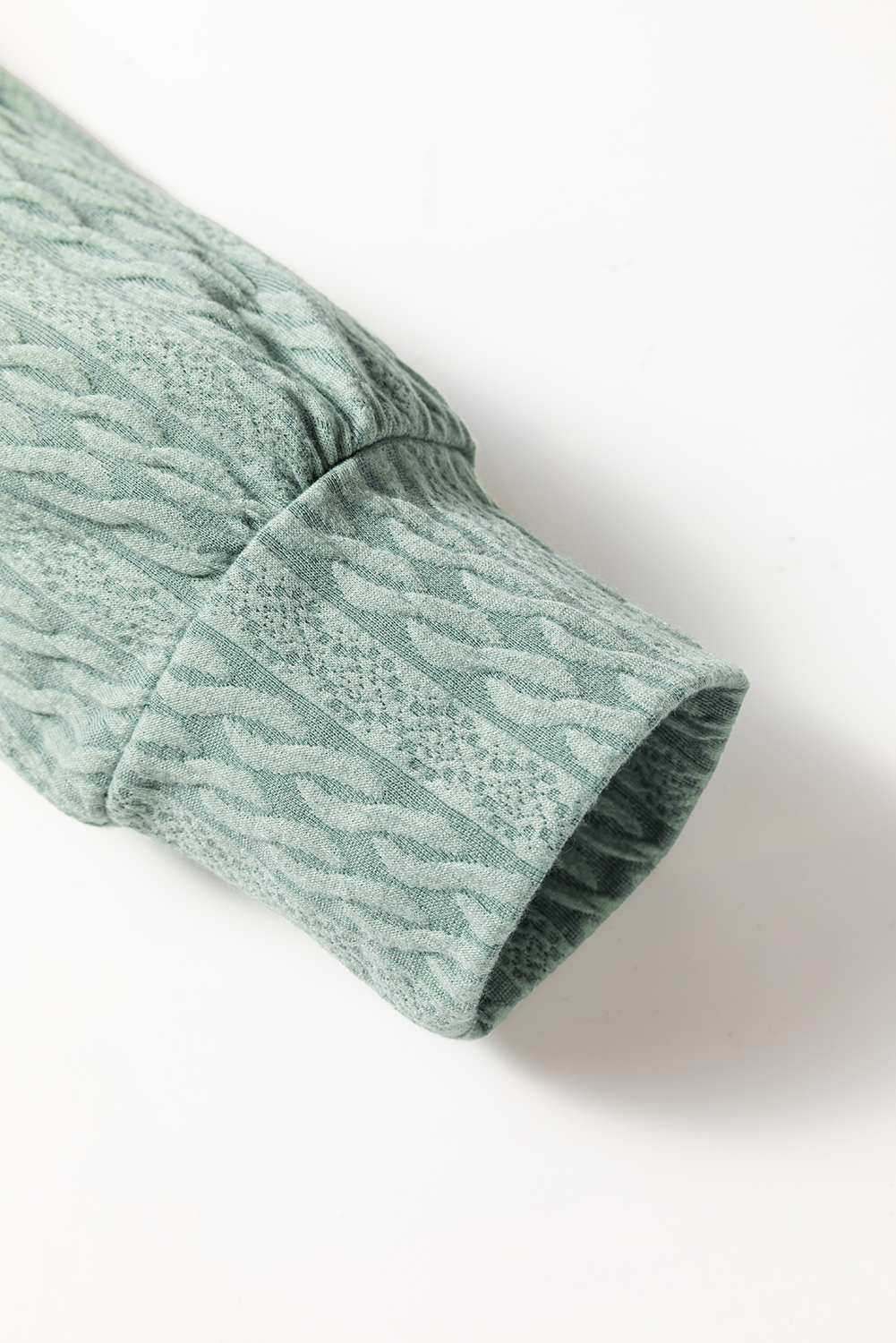 Mint Green Button Front Textured Drawstring Hooded Long Sleeve Top - loveforevers
