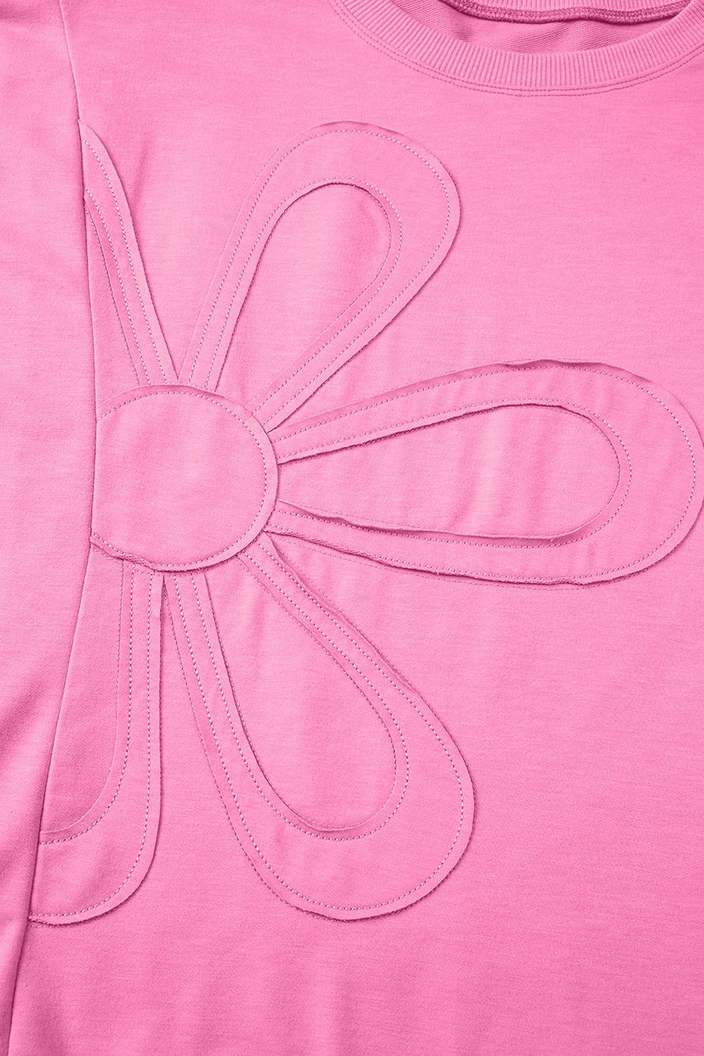 Pink Flower Patch Mineral Washed Terry Knit Cropped Wide Leg Pants - loveforevers