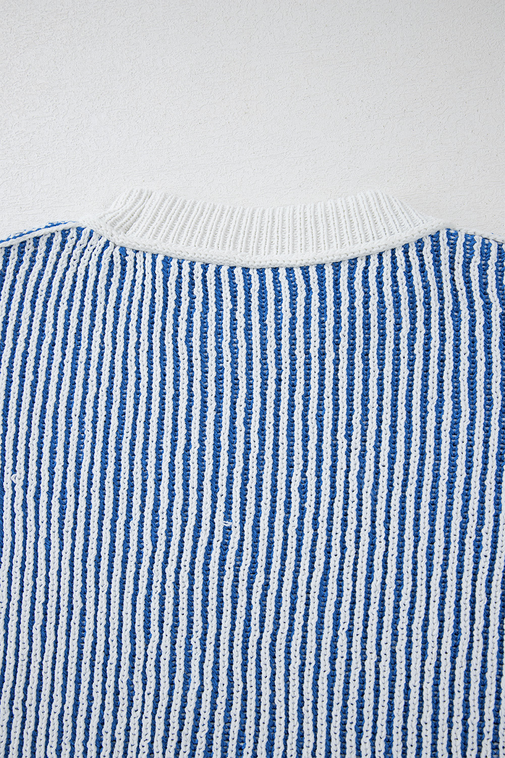 Bright Pink Striped Textured Knit Contrast Edge Loose Sweater - loveforevers