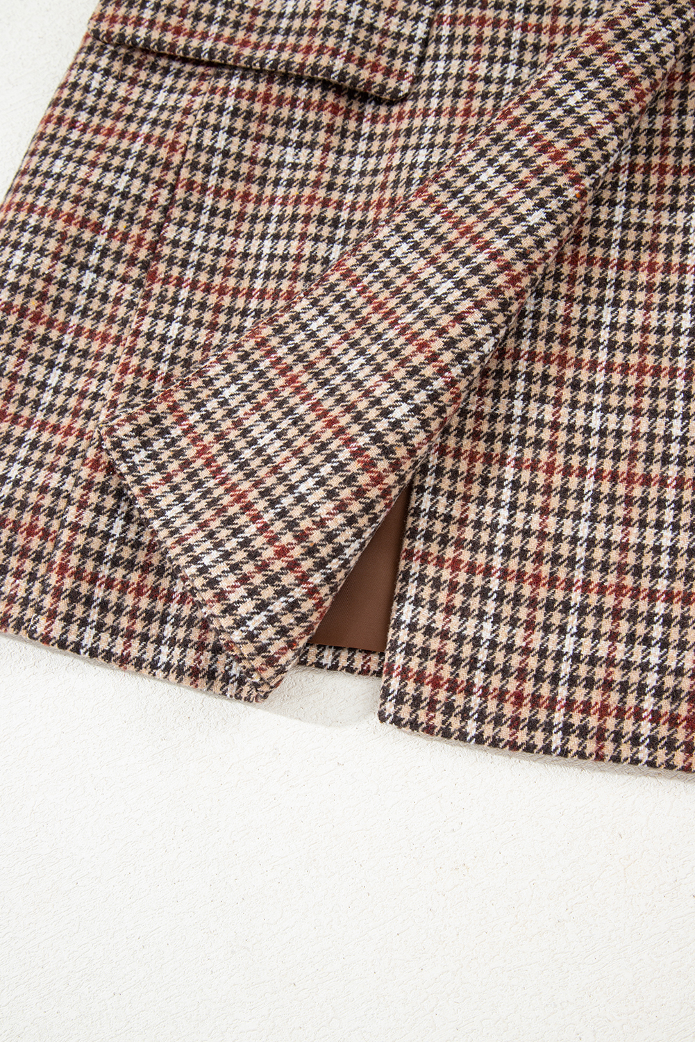 Brown Houndstooth Lapel Collar Blazer - loveforevers
