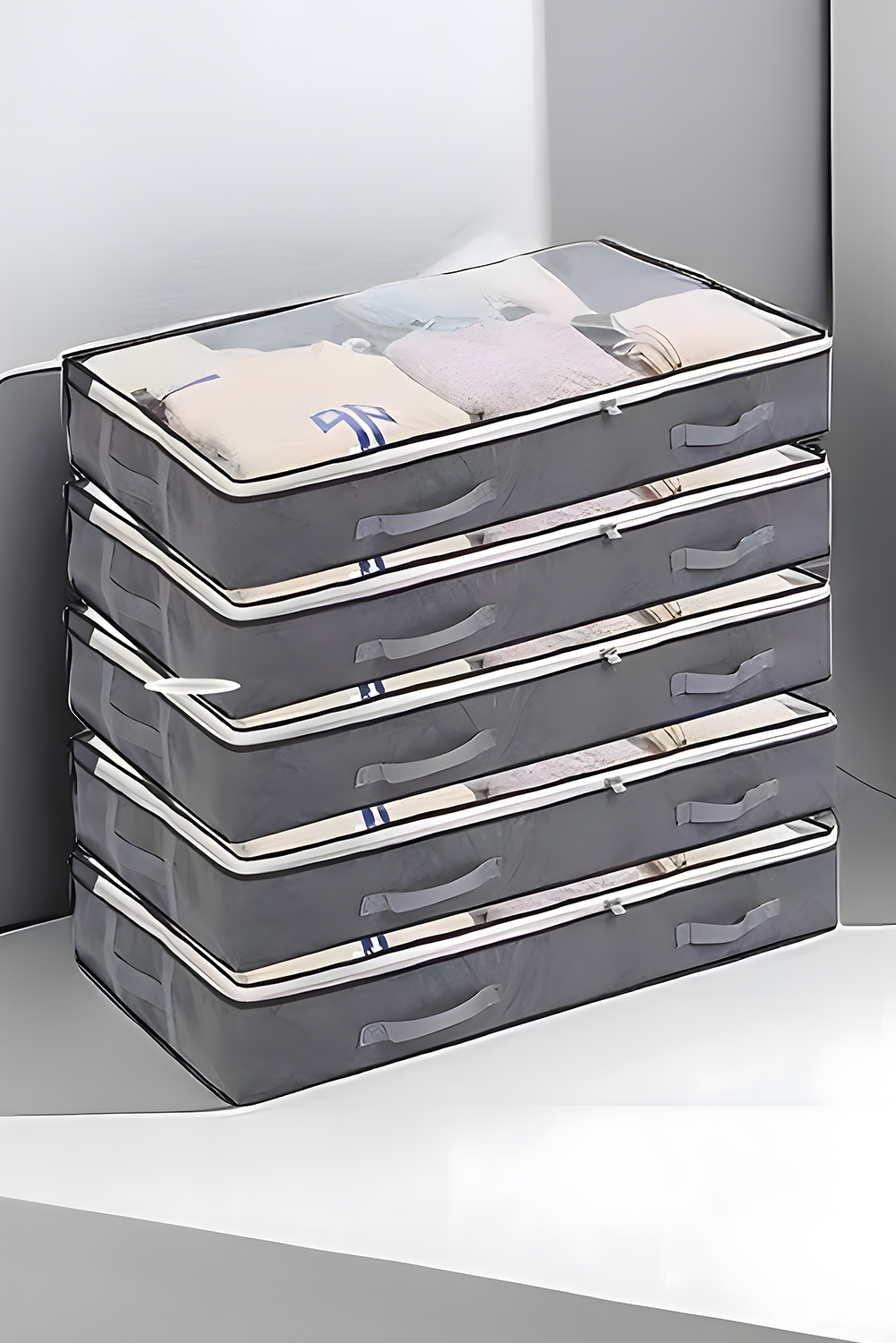 Gray Foldable Clear Window Zipper Storage Bag - loveforevers