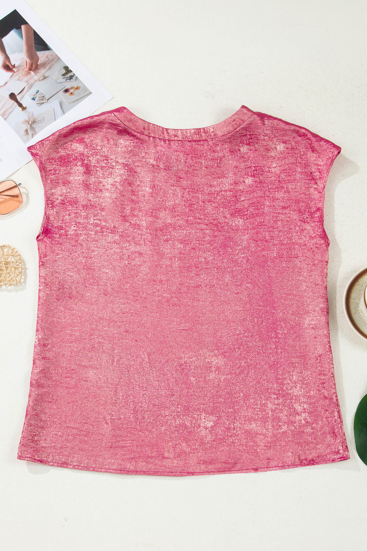 Apricot Metallic Round Neck Smocked Long Sleeve Blouse - loveforevers