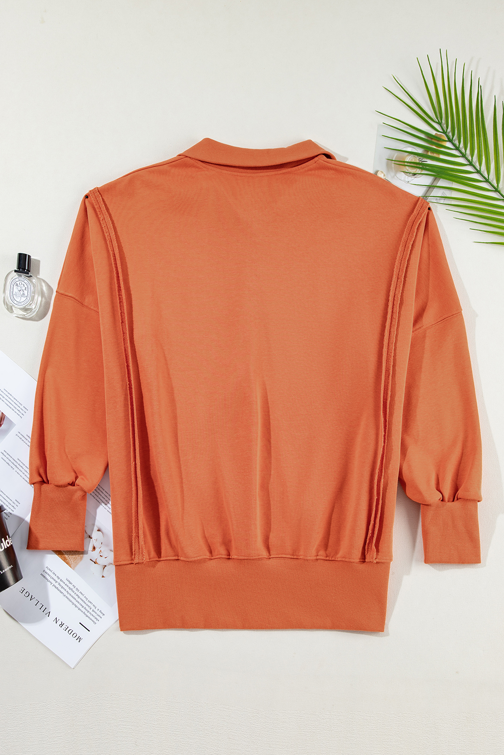 White Buttoned Collared Raw Detail High Low Baggy Sweatshirt with Slits - loveforevers