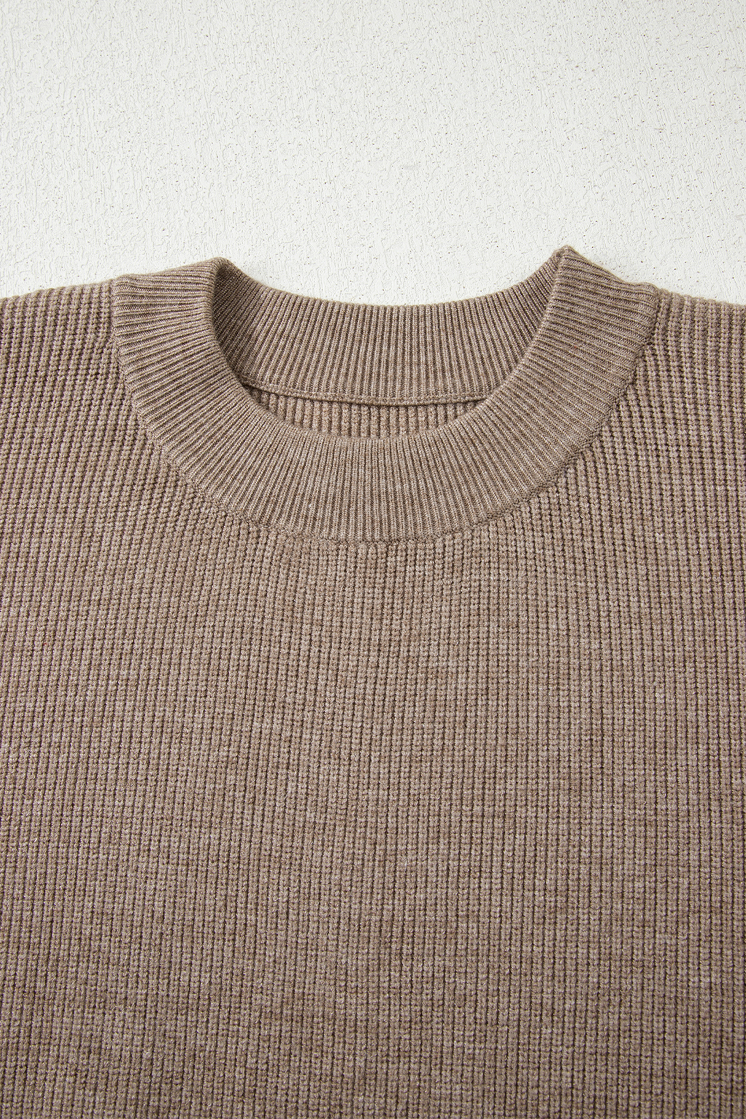 Simply Taupe Ribbed Knit Contrasted Stripe Detail Button Side Loose Sweater - loveforevers