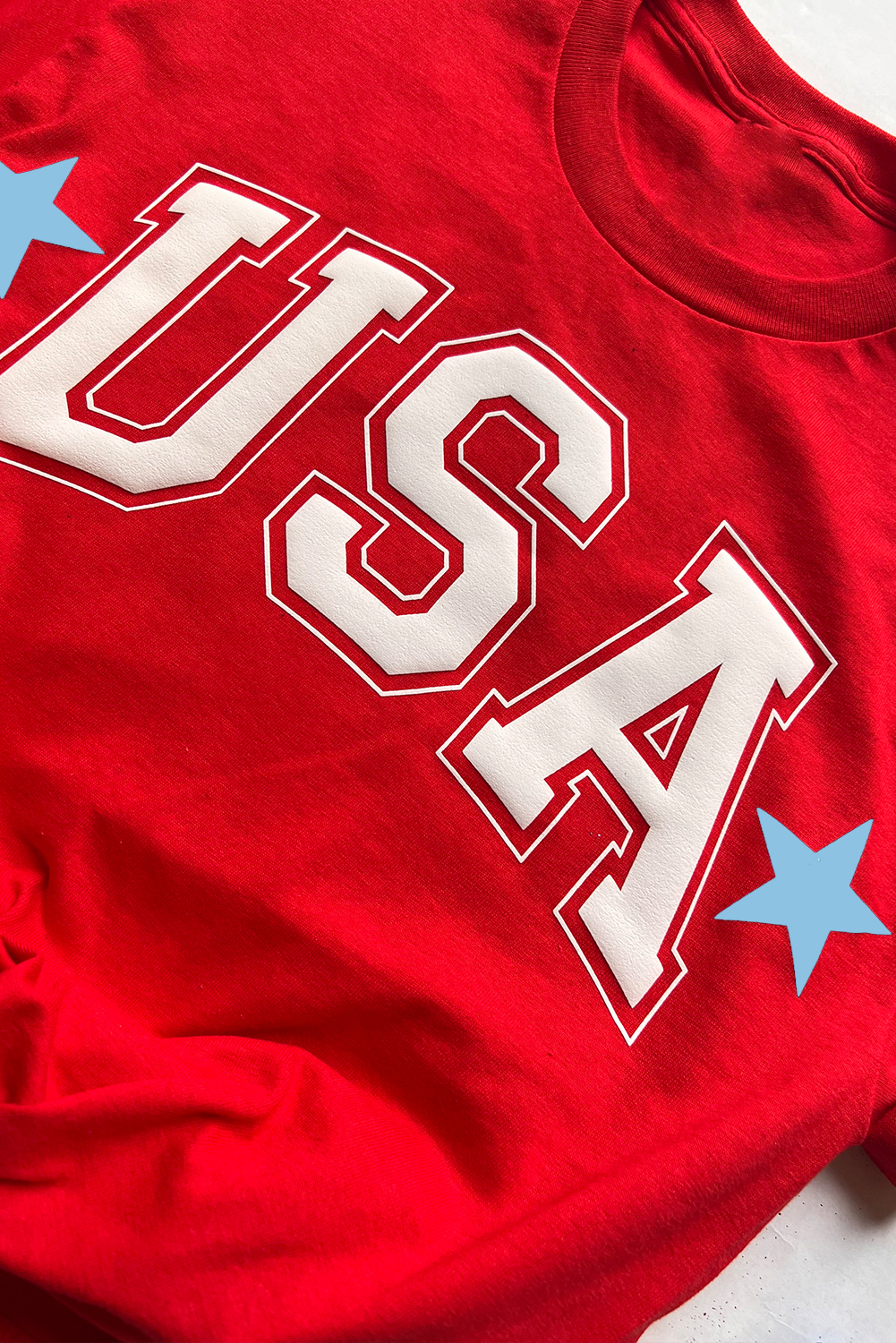 Red Star USA Print Crewneck Patriotic T Shirt - loveforevers