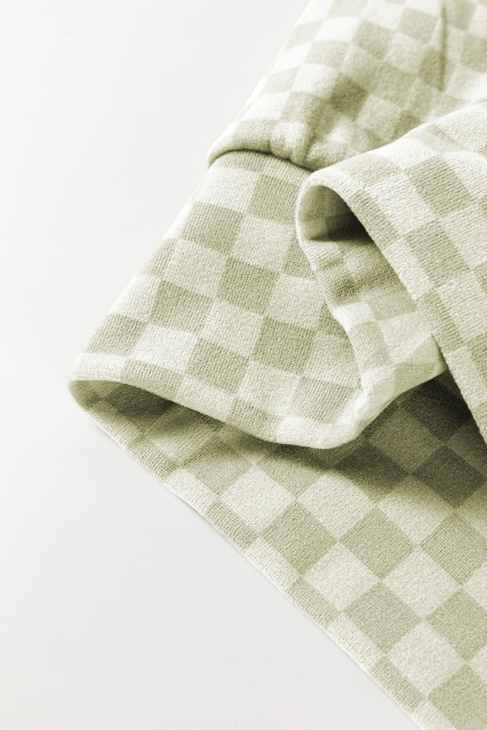 Khaki Checkered Print Kangaroo Pocket Drawstring Hoodie - loveforevers