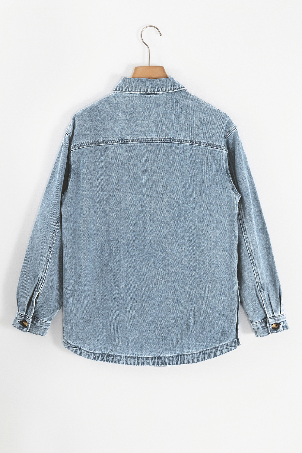 Dusk Blue Slit Buttons Pocketed Denim Jacket - loveforevers