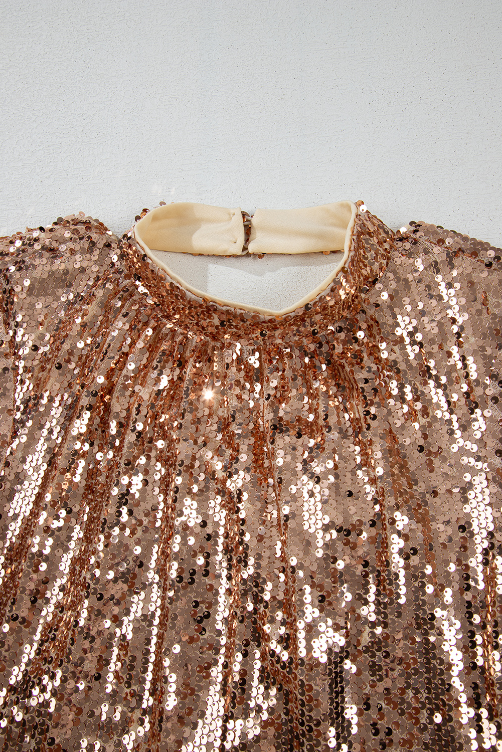 Gold Sequined Long Sleeve Cutout Back Mini Dress - loveforevers