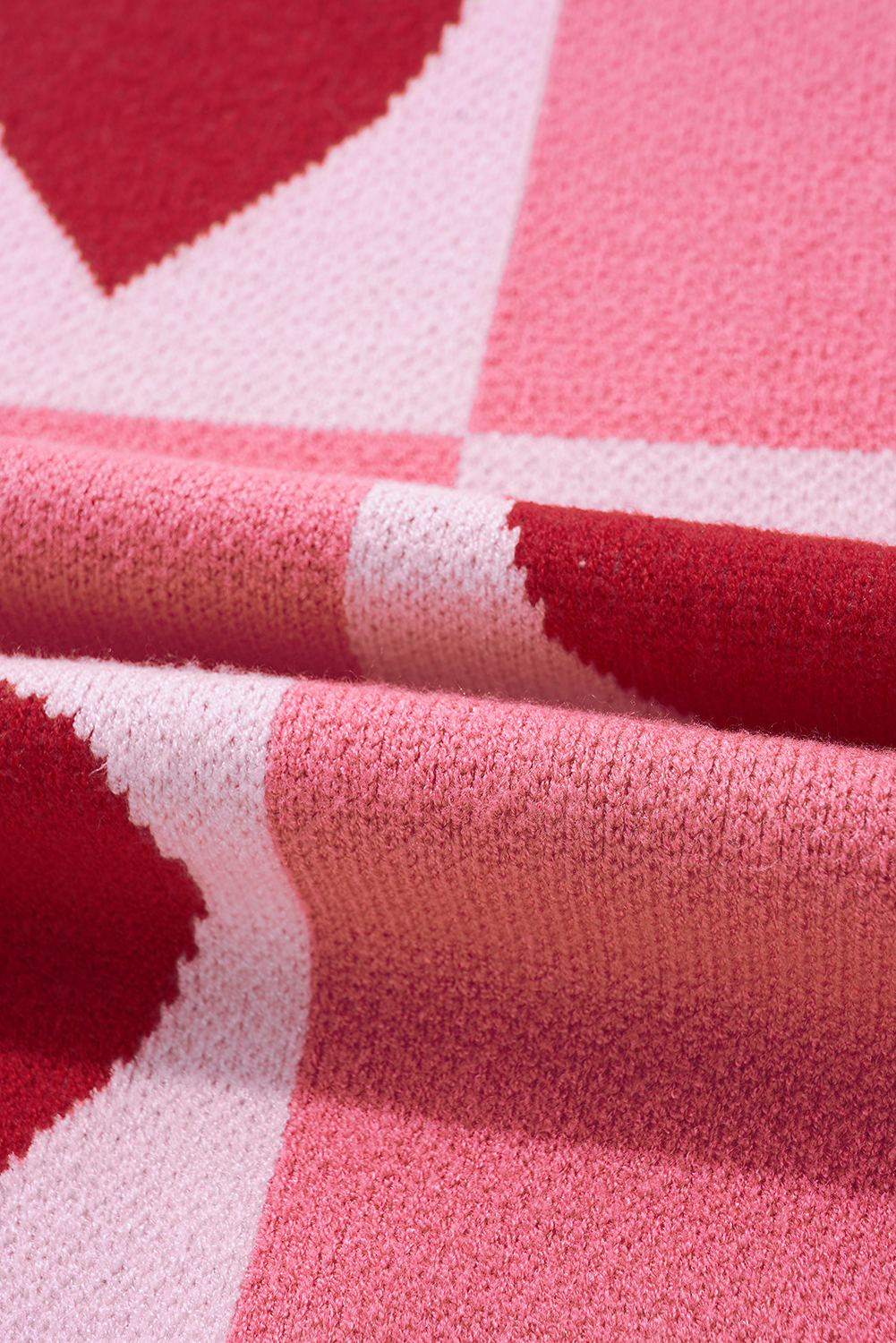 Pink Love Heart Checkered Valentine Crew Neck Sweater - loveforevers
