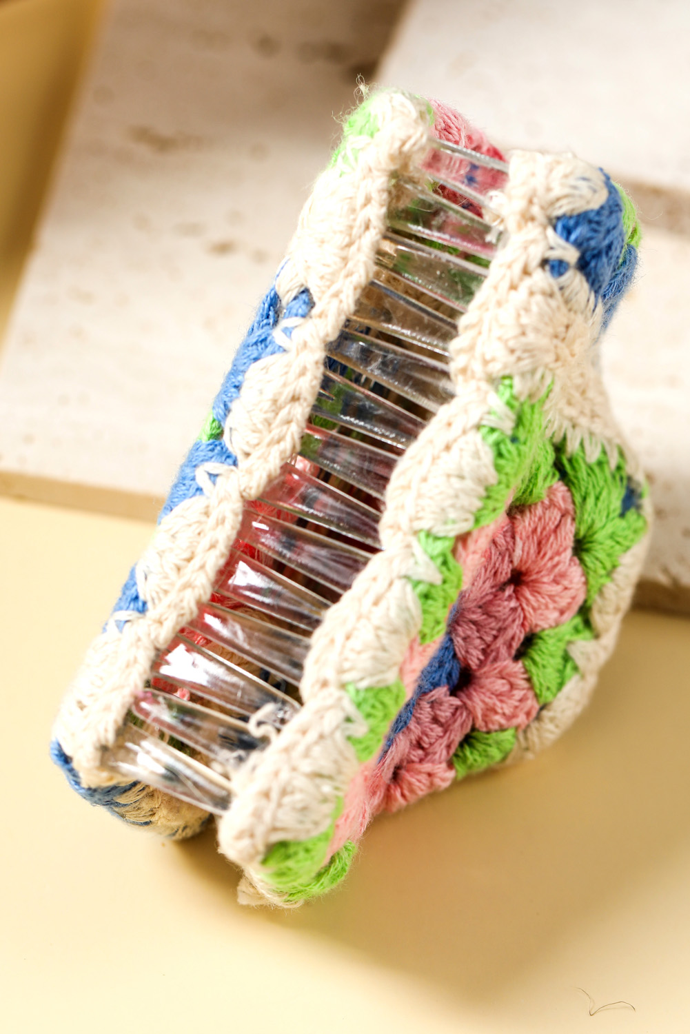 Dark Blue Flower Crochet Cover Hair Clawclip - loveforevers