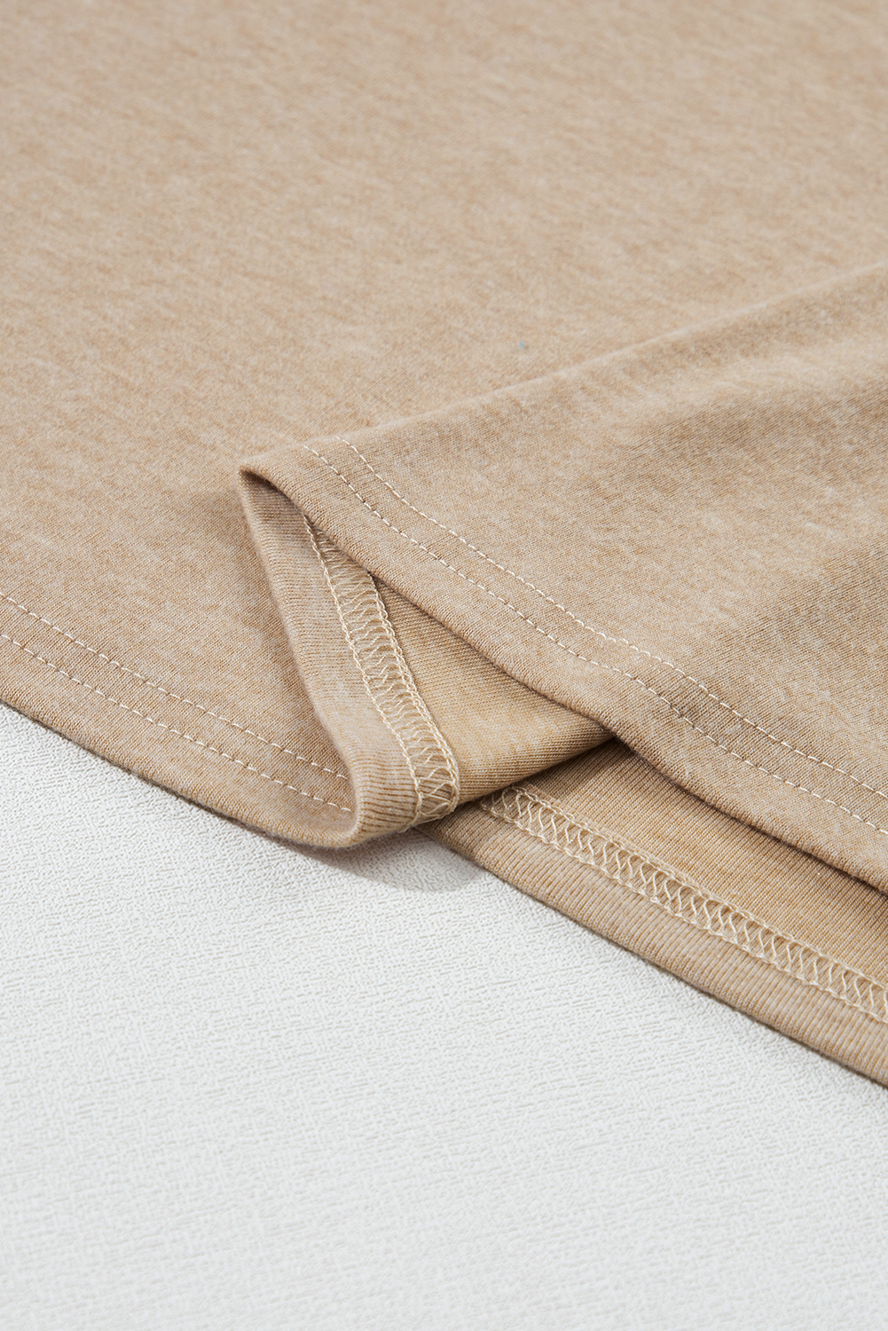 Pale Khaki Solid Ruched Raglan Sleeve Knit Top - loveforevers