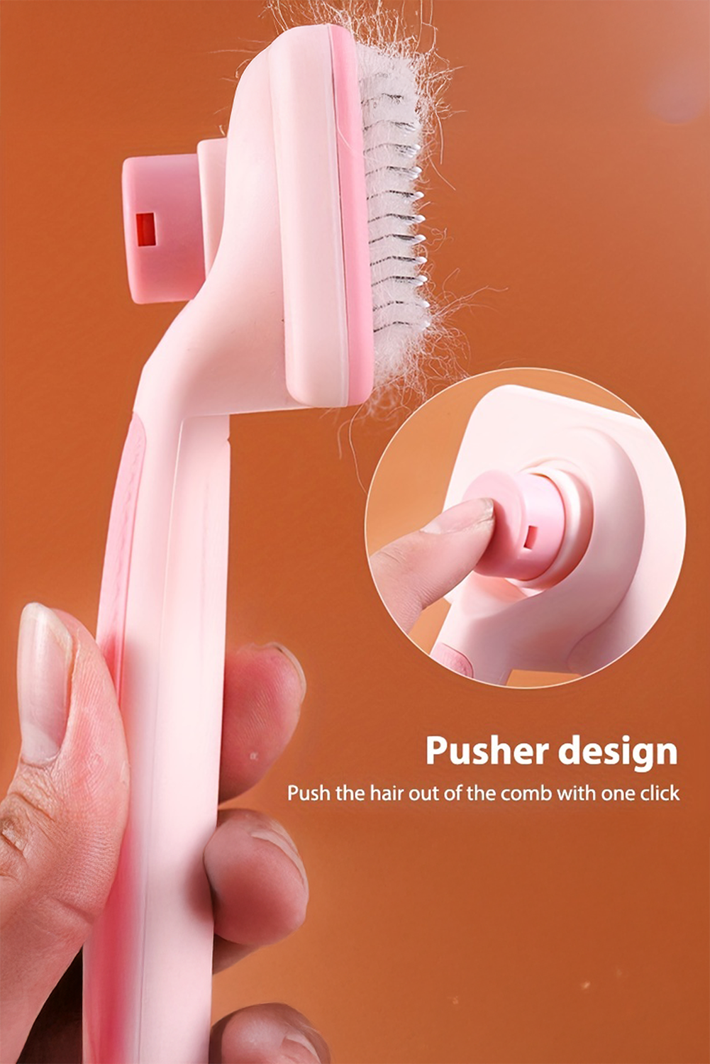 Pink Self Cleaning Gently Grooming Brush Pet Comb - loveforevers