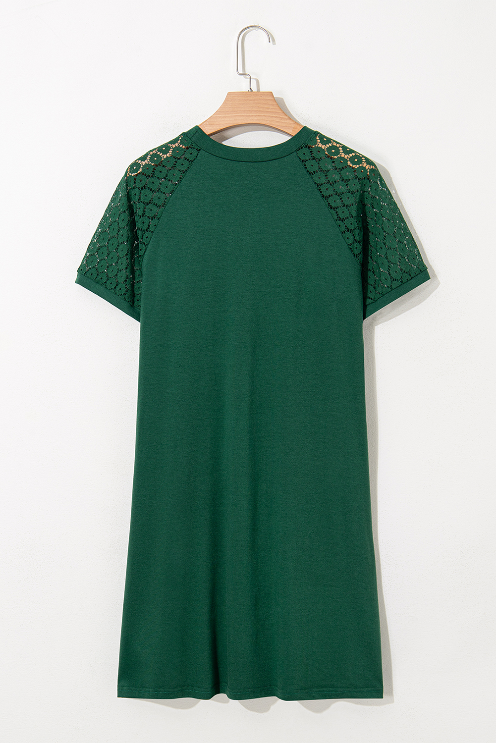 Navy Blue Contrast Lace Raglan Sleeve Pleated Detail Shift Dress - loveforevers