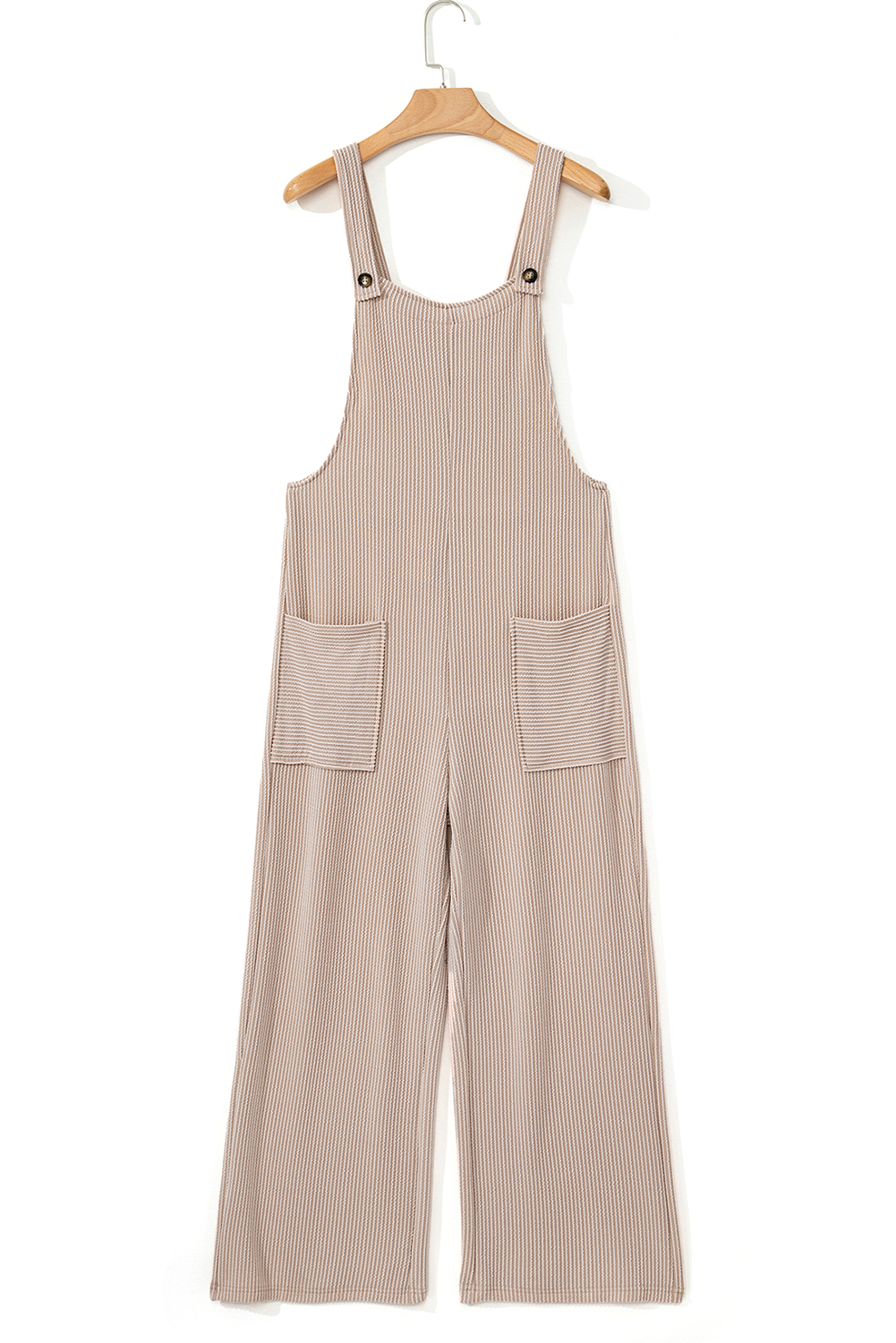 Dark Grey Ribbed Knit Patched Pocket Wide Leg Overalls - loveforevers
