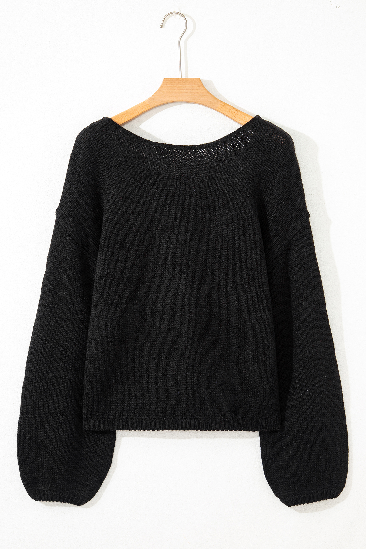 Bonbon Festive Bow Backless Bubble Sleeve Sweater - loveforevers