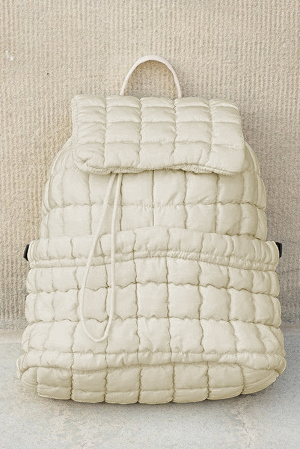 Black Solid Flapped Quilted Puffer Backpack - loveforevers