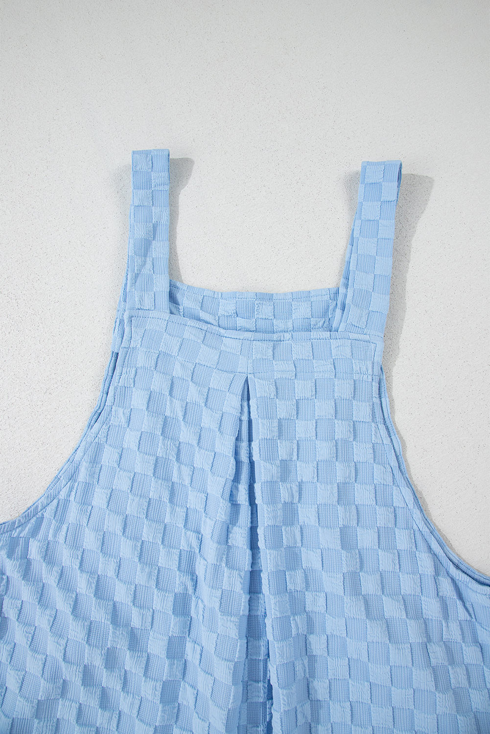Beau Blue Checkered Pocketed High Waist Wide Leg Overall - loveforevers