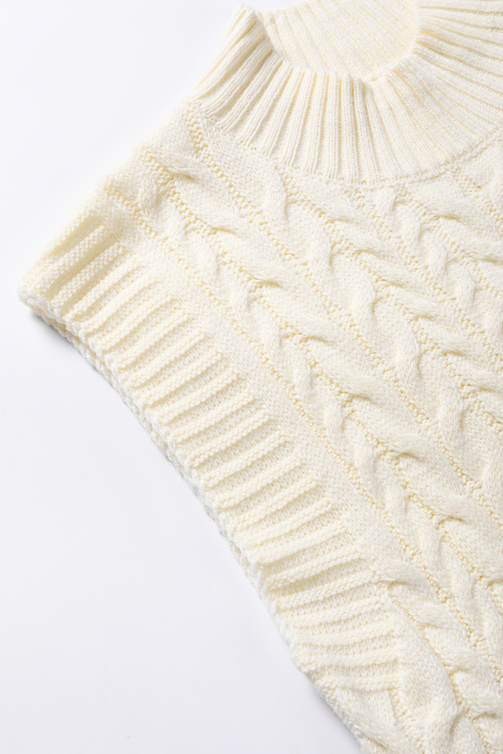 Oatmeal Cable Knit High Neck Sweater Vest - loveforevers