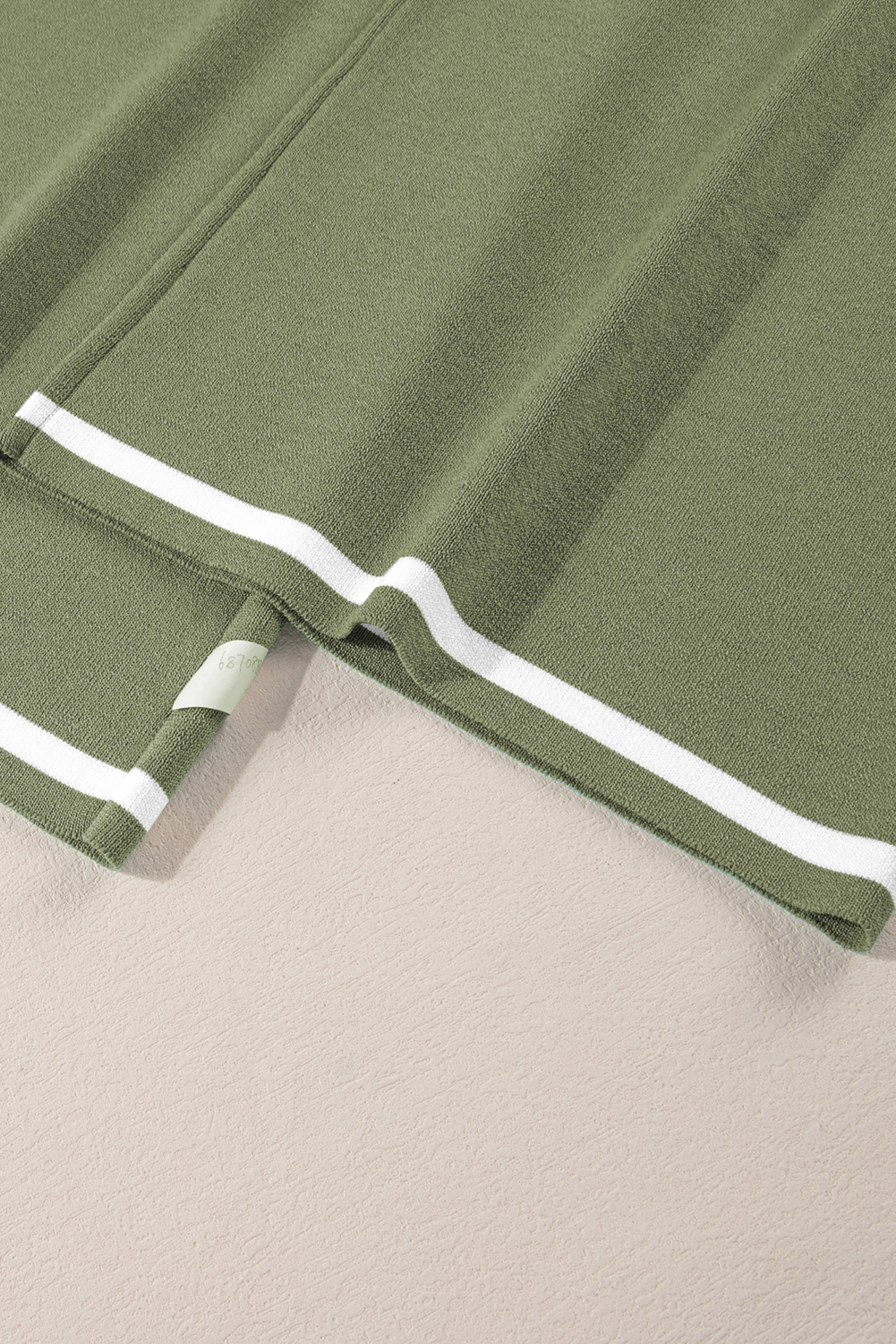 Blackish Green Contrast Trim Half Sleeve Top Drawstring Pants Loose 2pcs Sweater Suit - loveforevers