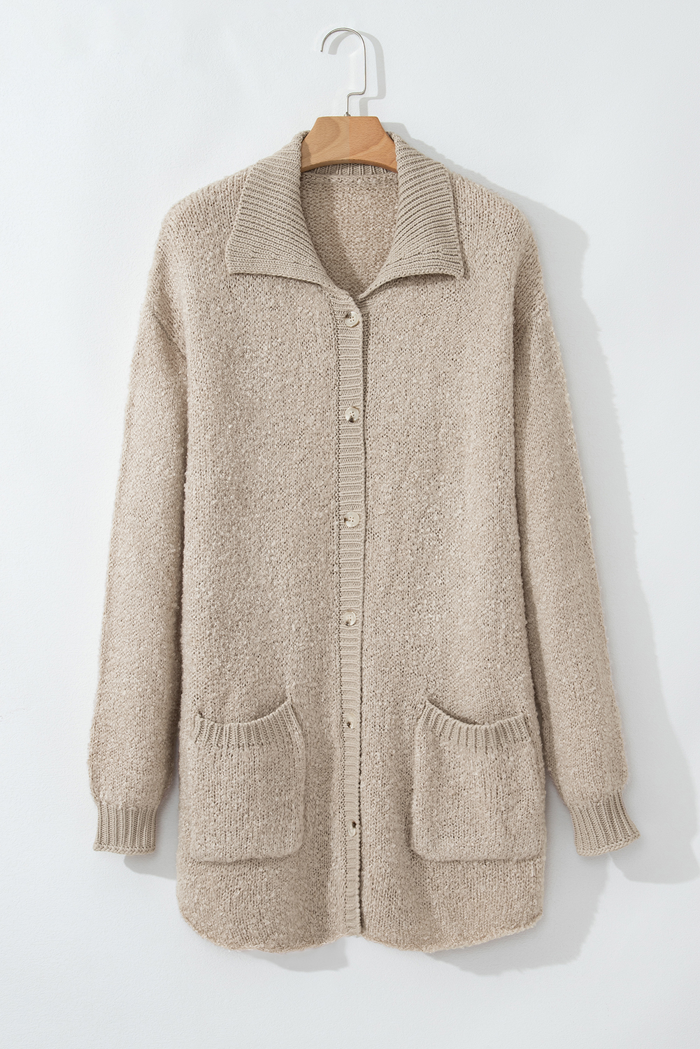 Jet Stream Collared Drop Shoulder Button Up Cardigan with Pocket - loveforevers