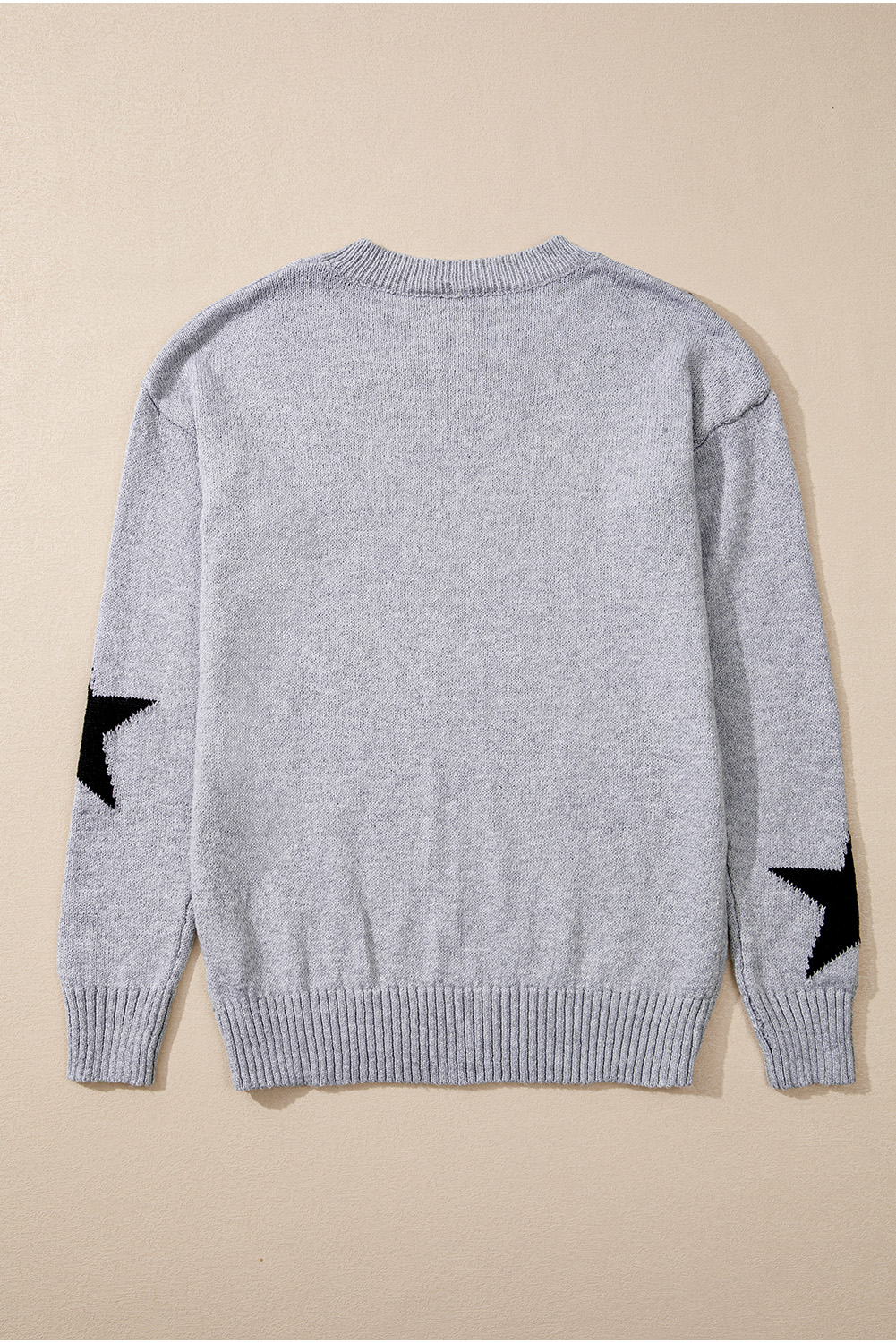 Khaki Star Pattern Drop Shoulder Sweater - loveforevers